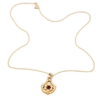 9ct gold Garnet Pendant with chain